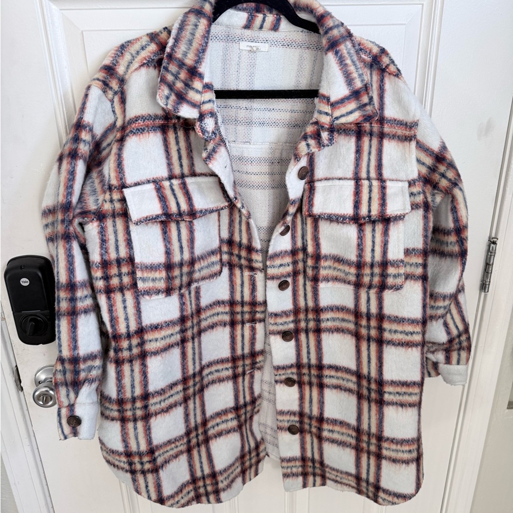 Plaid heavy shirt in Cream, Navy & Rust